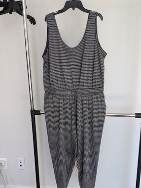 Livi Active Gray & Black Striped Sleeveless Jumpsuit